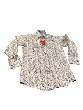 Leonardi mens beige floral paisley long sleeve dress shirt sz S SKU 10-482